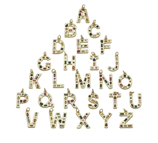 Baguette Initial Charm ￼